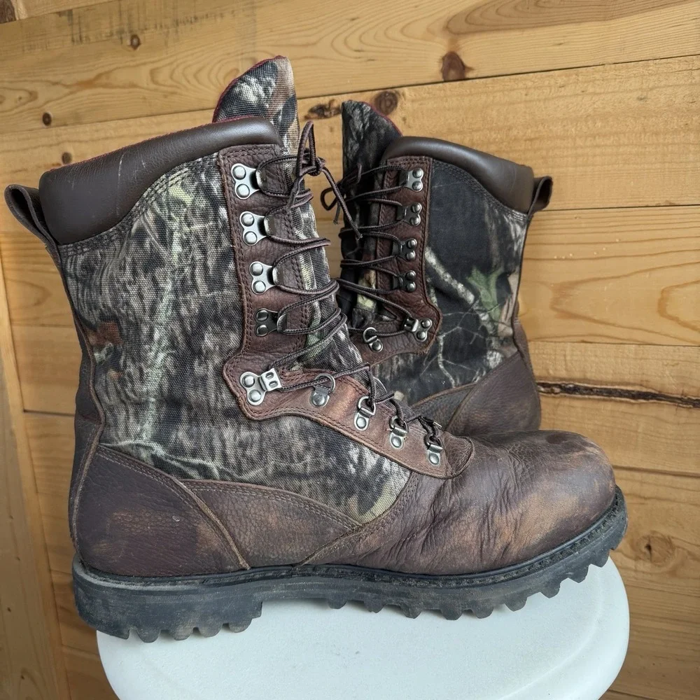 Cabela's Iron Ridge Leather GORE-TEX Boots 16D Camo‎ Winter Hiking Heavy Duty